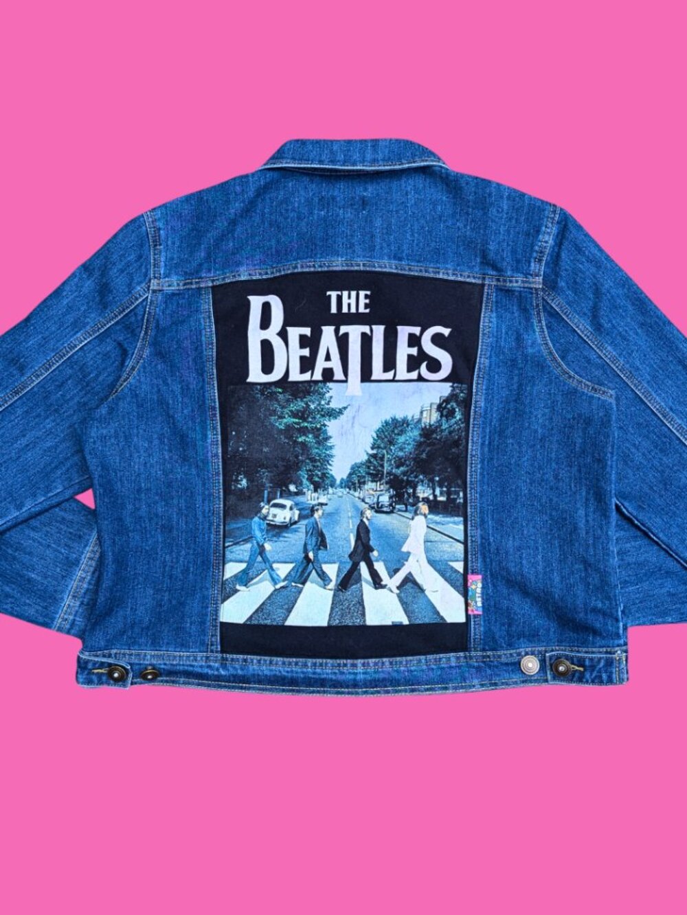 The Beatles, Abbey Road Upcycled T-Shirt Denim Jacket Size L